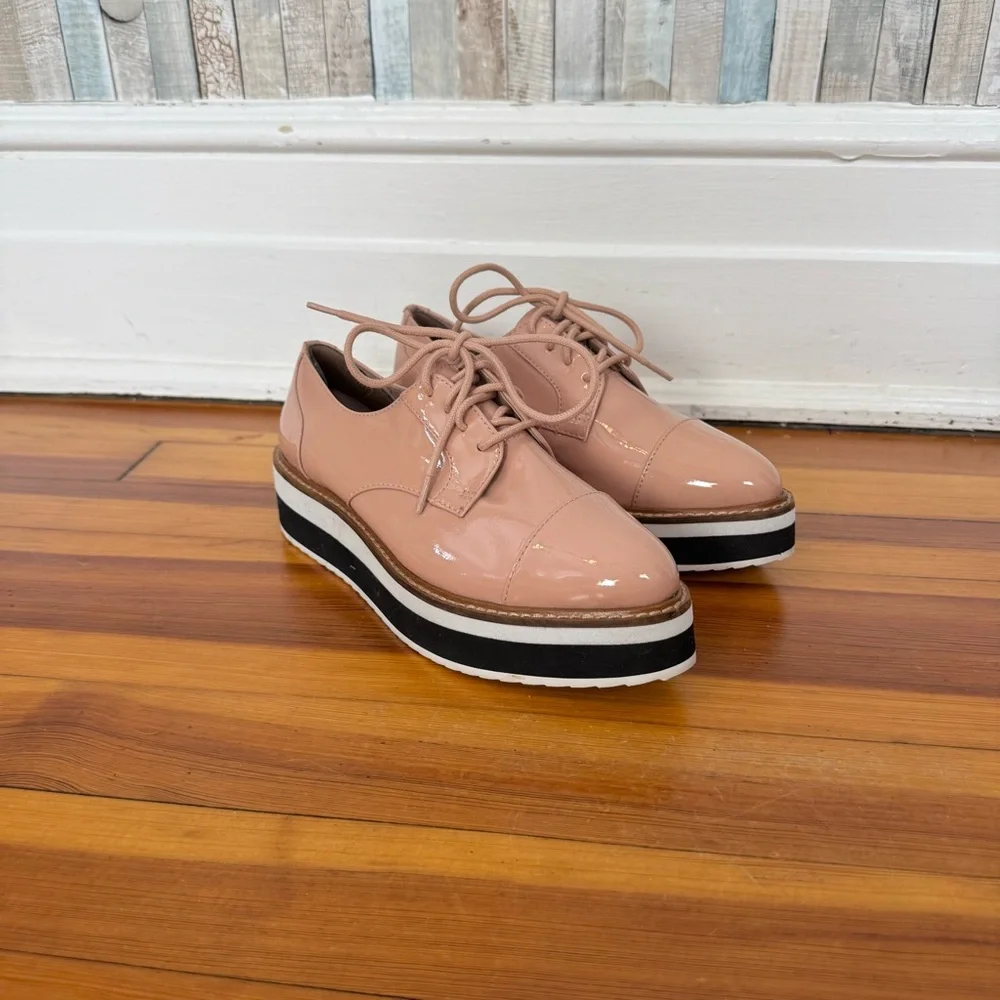Halogen Atlantic-Pacific 6 Gabriela Platform Derby Oxford Lace Up Patent Leather